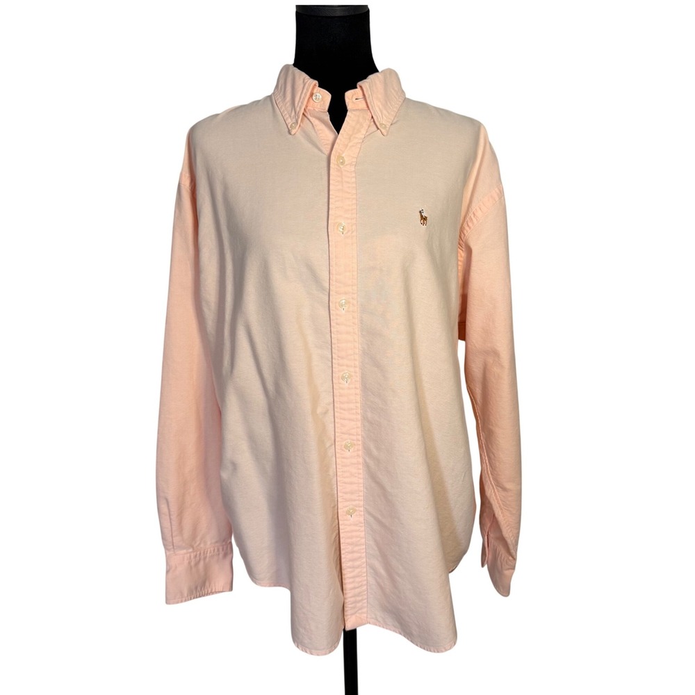 Vintage 90s Ralph Lauren Sport Women's 14‎ Pink Oxford Button Down Shirt Pony